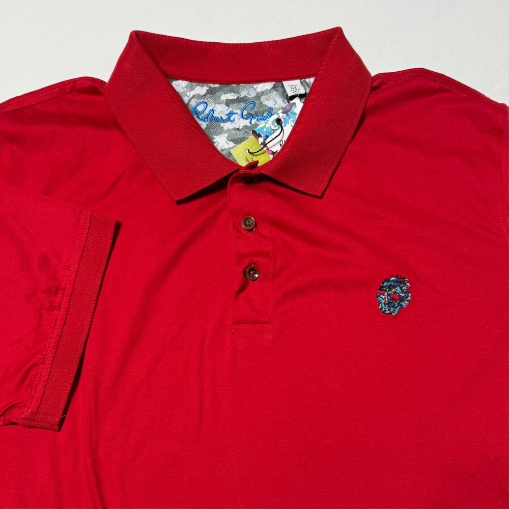 New Robert Graham Stone Trail‎ Polo Shirt Red Men's Size XL
